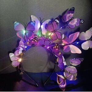 Lighted Butterfly Headband Purple New